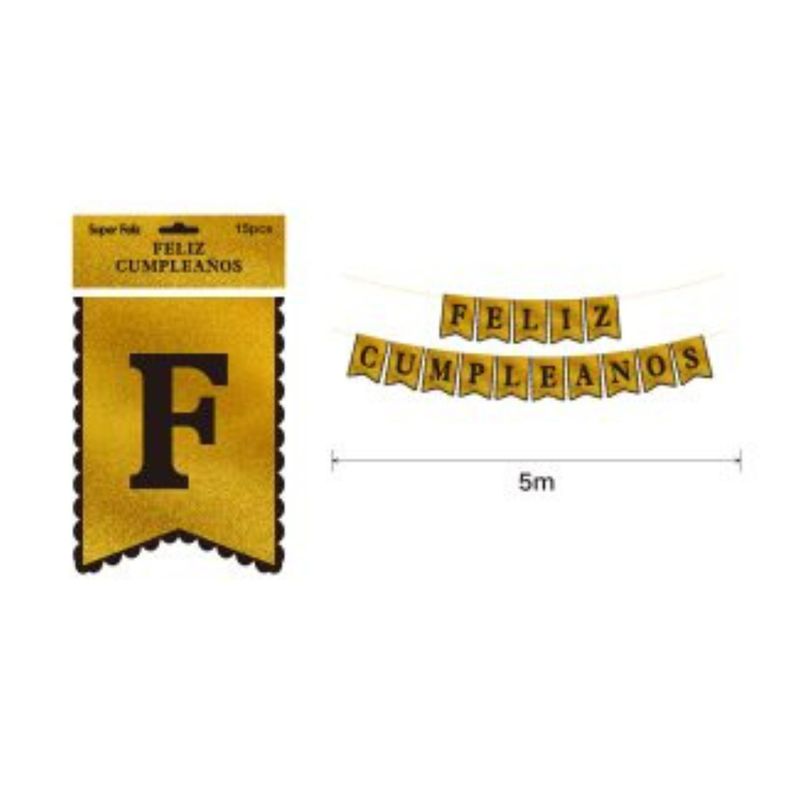 GENERICO - BANDERIN PARA FIESTA  15 PCS 5 M