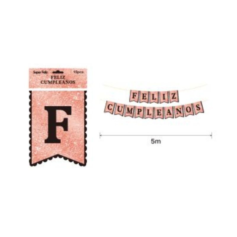 GENERICO - BANDERIN PARA FIESTA  15 PCS 5 M