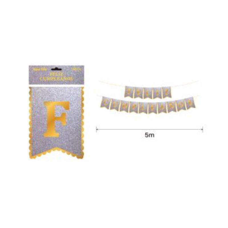 GENERICO - BANDERIN PARA FIESTA  15 PCS 5 M
