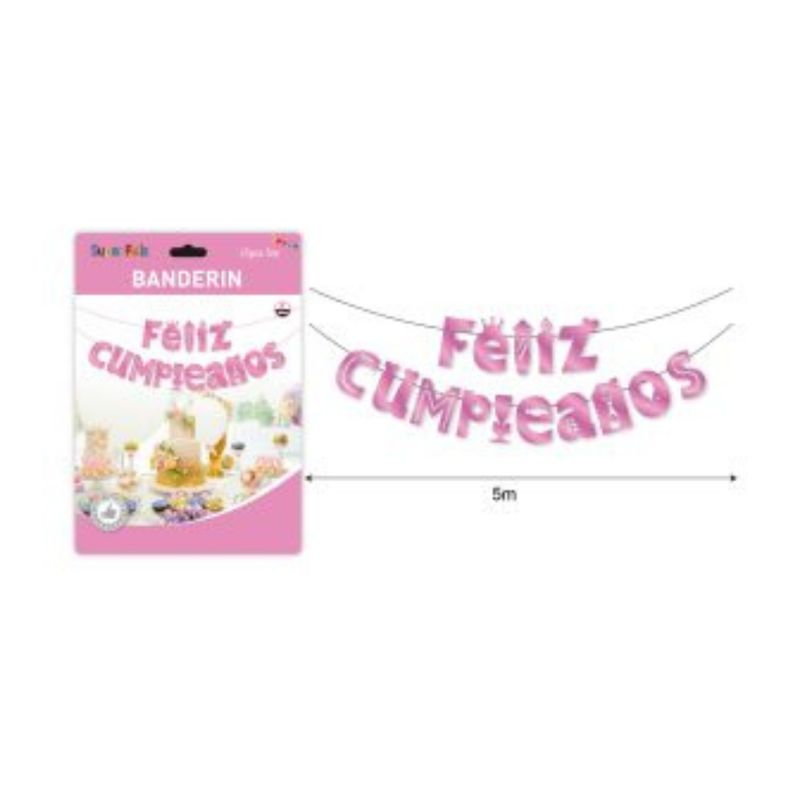GENERICO - BANDERIN PARA FIESTA  15 PCS 5 M
