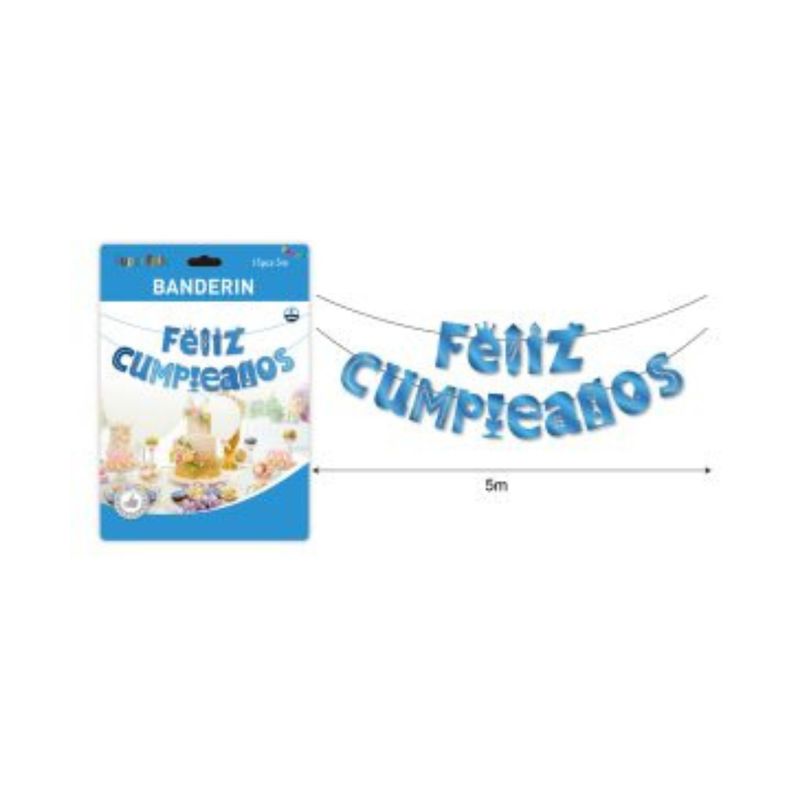 GENERICO - BANDERIN PARA FIESTA  15 PCS 5 M