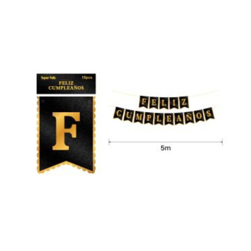 GENERICO - BANDERIN PARA FIESTA  15 PCS 5 M