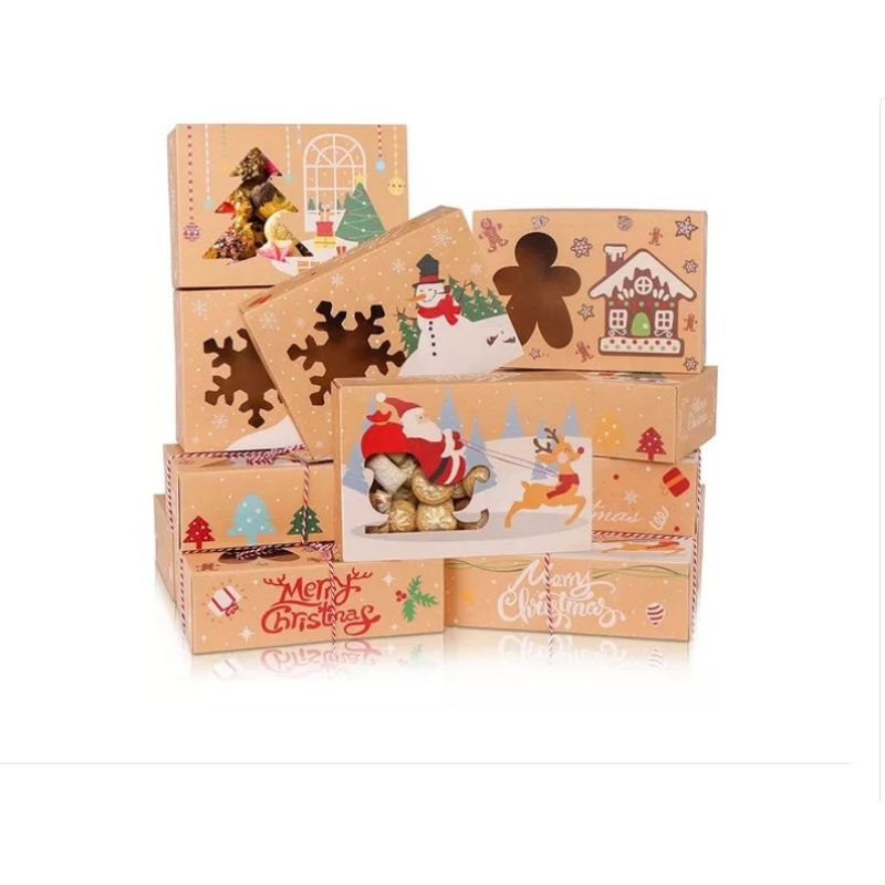 GENERICO - 12 Caja Para Galletas Navidad Decoradas