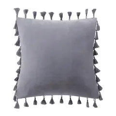 GENERICO - Funda Terciopelo Con Borla Gris Decorativa 45x45