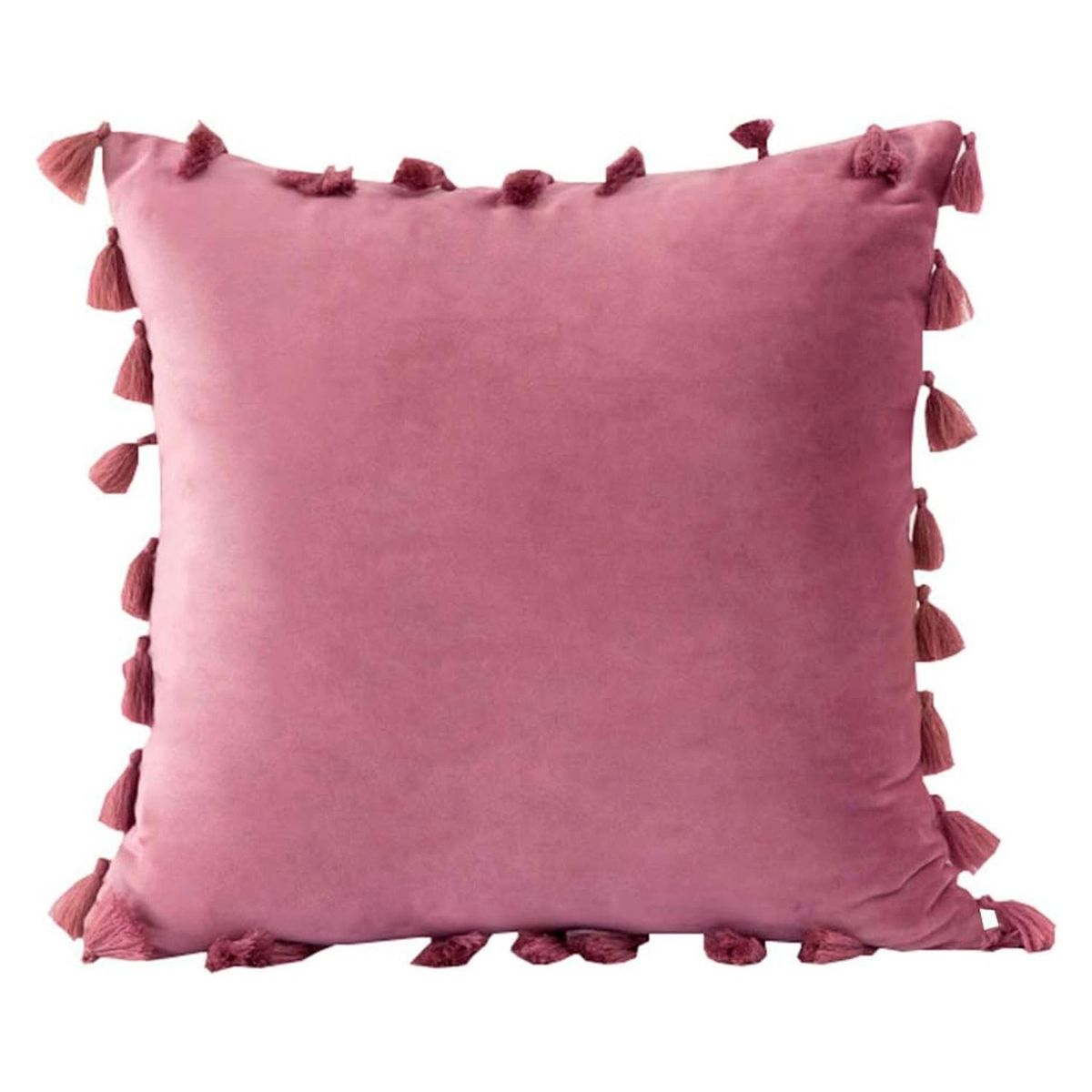 GENERICO - Funda Para Cojín 45x45 Decorativas Con Borla Frambuesa