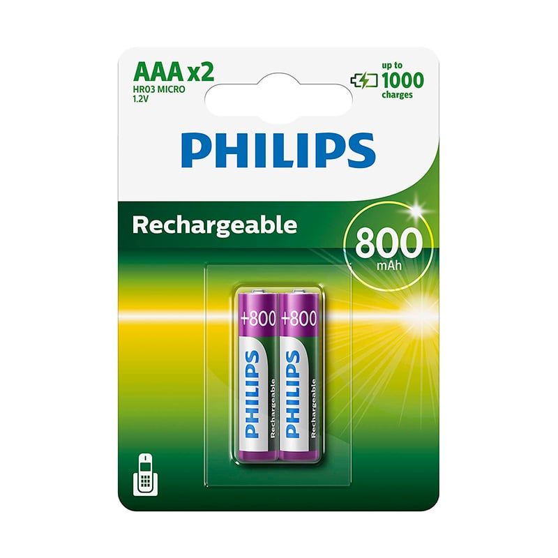 PHILIPS - Philips Pila Recargable Ni-Mh Ready Aaa 800 mah BLISTER 2 pcs PHILIPS