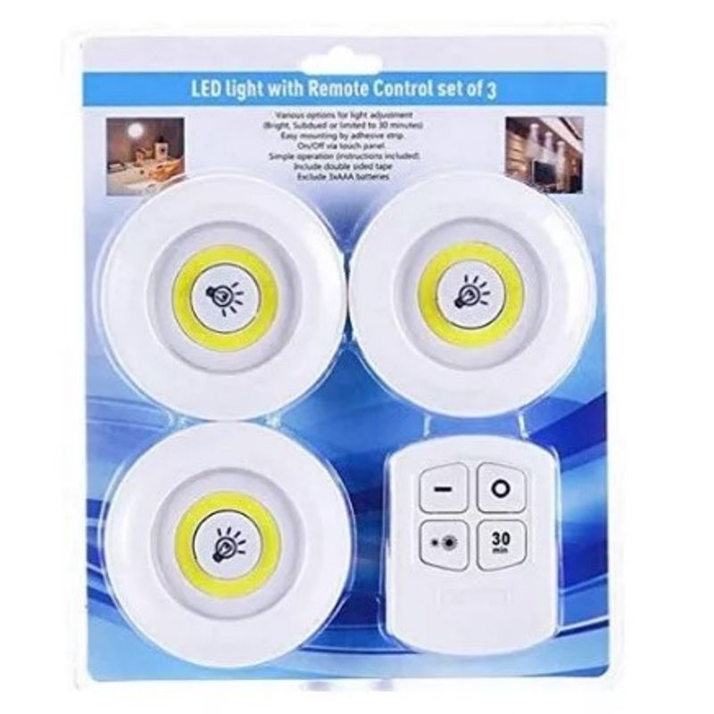 GENERICO - X2 Set 3 Luz Led Inalambricas Control Remoto Timer Dimer