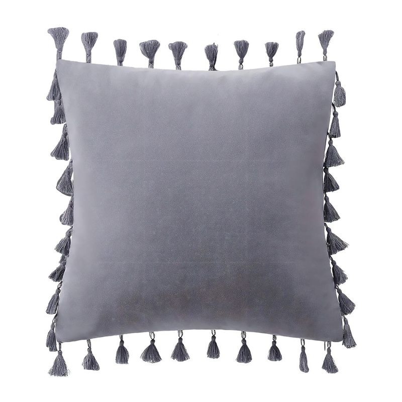 GENERICO - Funda Terciopelo Con Borla Gris Decorativa 45x45