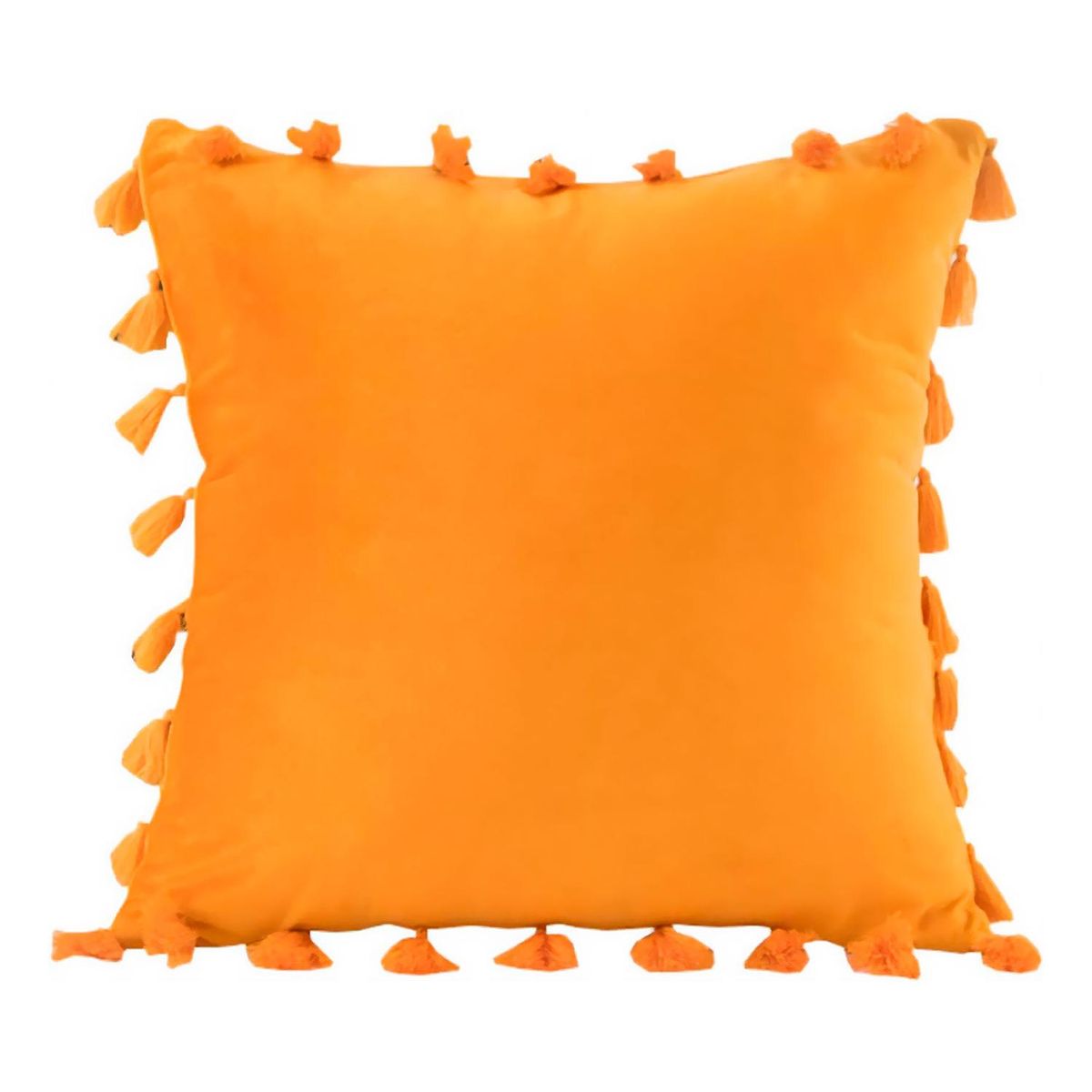 GENERICO - Funda Terciopelo Con Borla Amarillo Decorativa 45x45