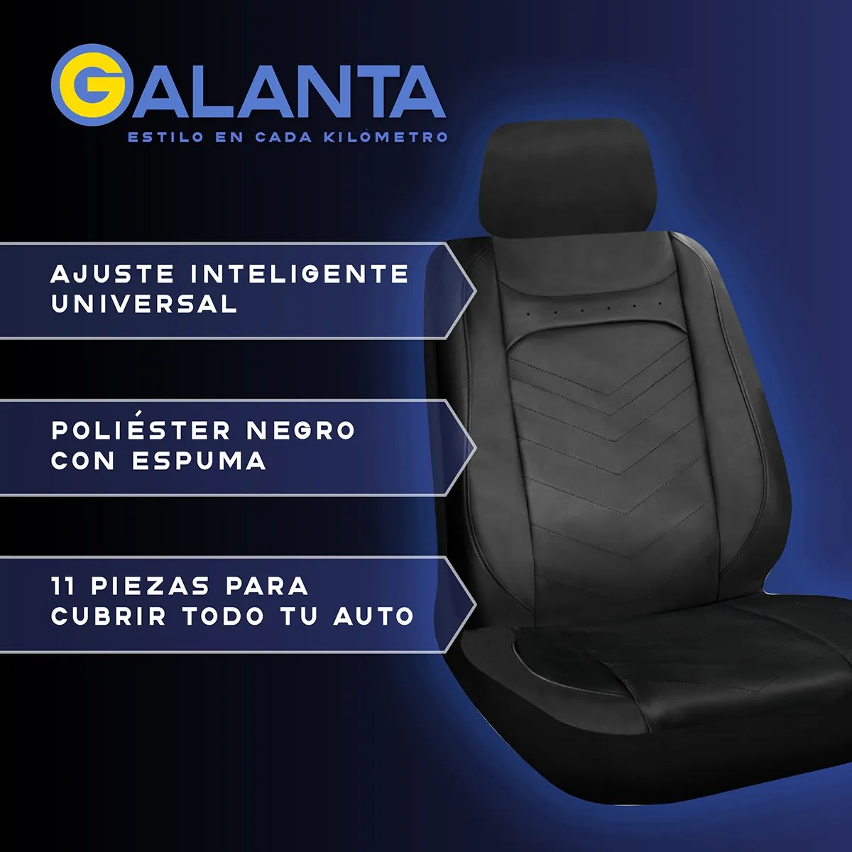 GALANTA - Funda Cubre Asiento Galanta Luxury negro 4.8mm 18D foam