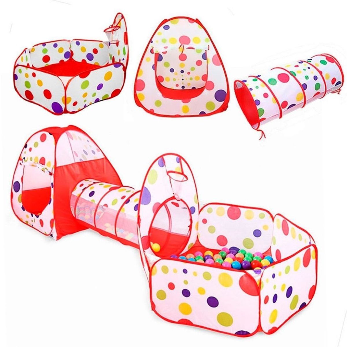 GENERICO - CARPA TUNEL PLEGABLE PARA NIÑOS ROJO