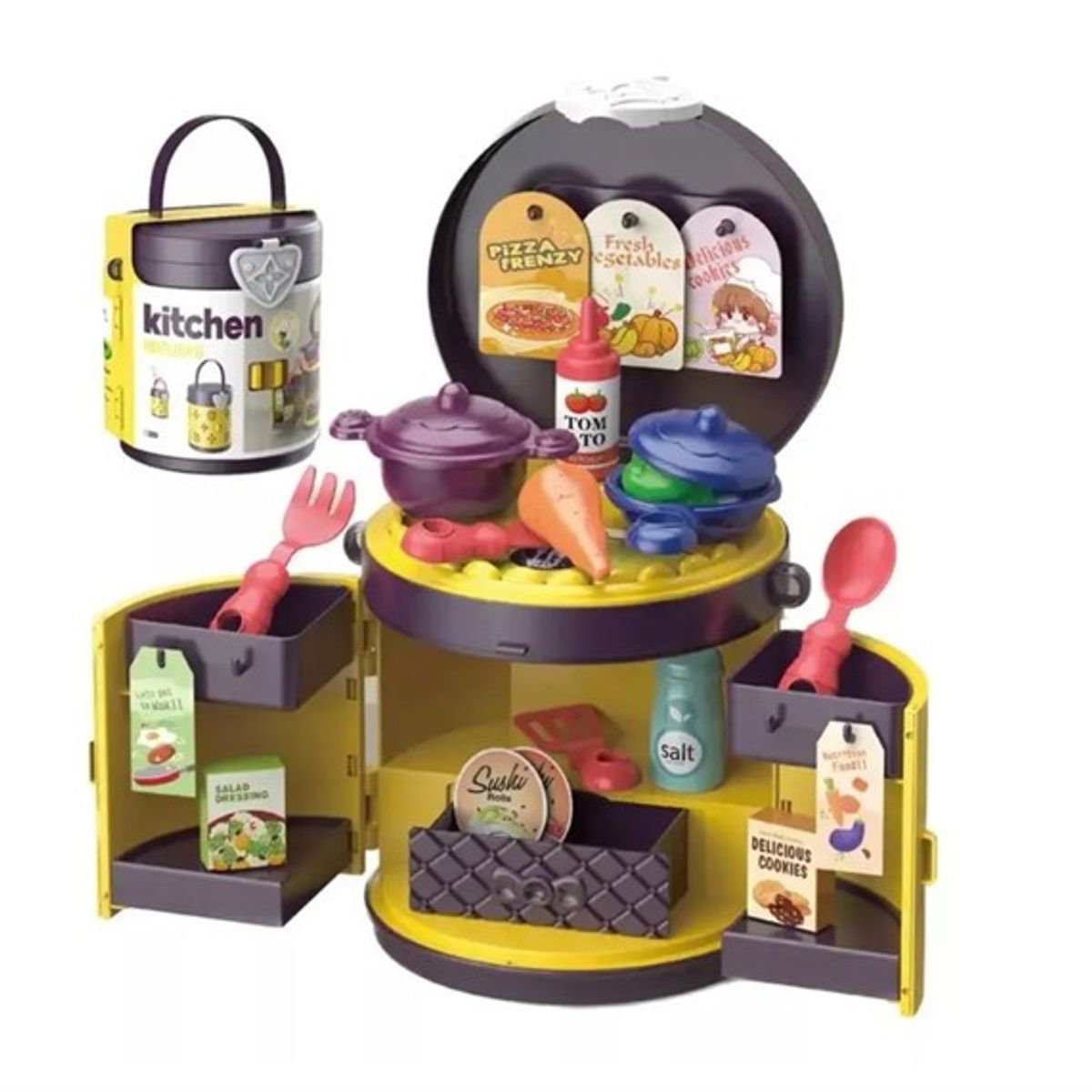 GENERICO - Mini Maleta Bag Tocador Kitchen Cocina 25 Piezas Juguete Niñas