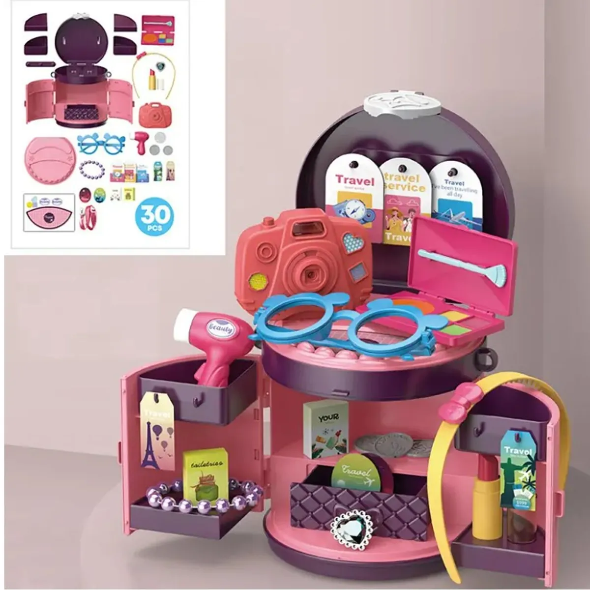 GENERICO - Mini Maleta Bag Tocador Travel Viajero 25 Piezas Juguete Niñas