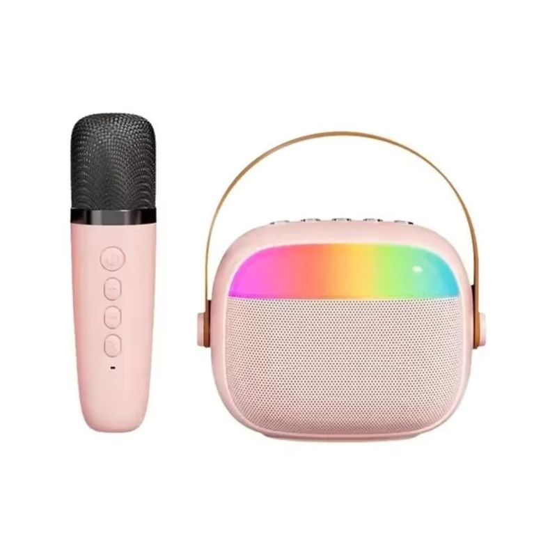 IMPORTCLICK - Mini Parlante Karaoke Infantil Micrófono Portátil Recargable Rosa - Rosa