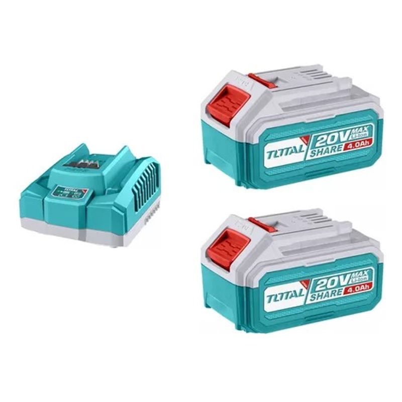 TOTAL TOOLS - Kit Cargador + 2 Baterias 20v 4ah Total Tfbcpk1424