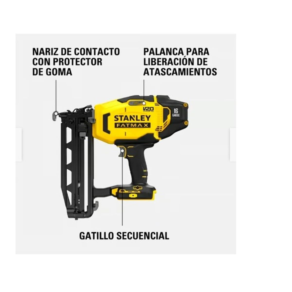 STANLEY - Clavadora Stanley 20v Calibre 16 Scn616-b2 - Sin Batería