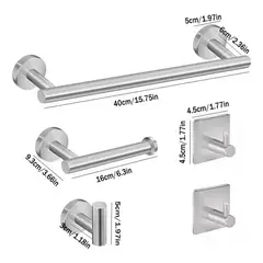 IMPORTCLICK - Set 5 Accesorios Baño Acero Inoxidable Baño Fácil Instalación
