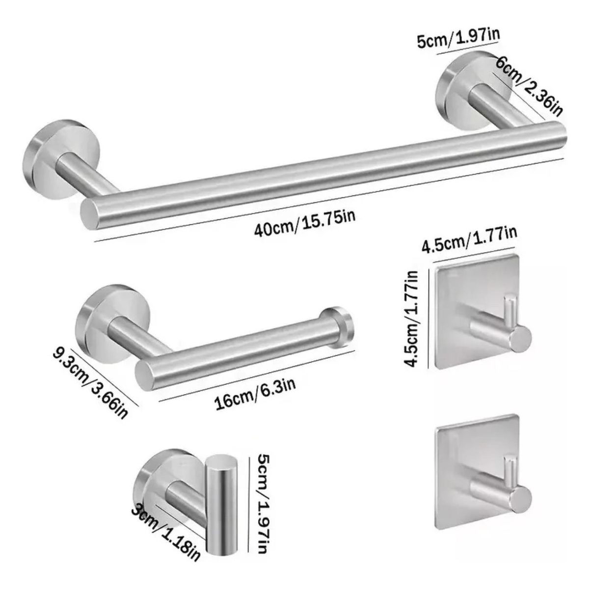 IMPORTCLICK - Set 5 Accesorios Baño Acero Inoxidable Baño Fácil Instalación