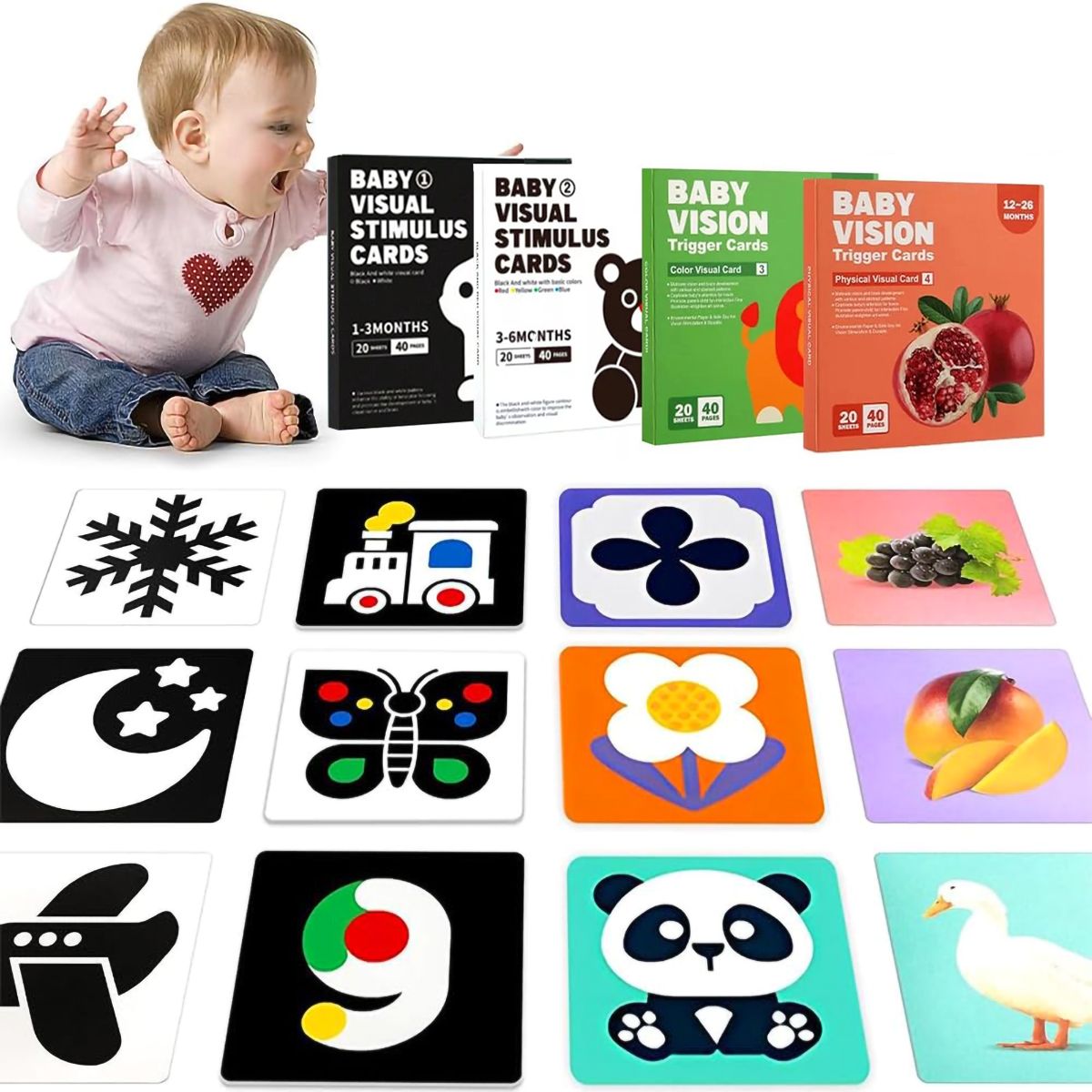 GENERICO - Tarjetas De Estimulación Visual Para Bebés Regalo 80 Páginas