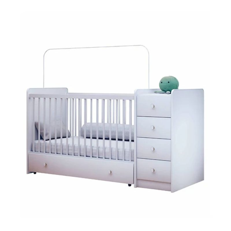 KIDSCOOL - CUNA CON COMODA Y CAJONERA BLANCO TOP BABY