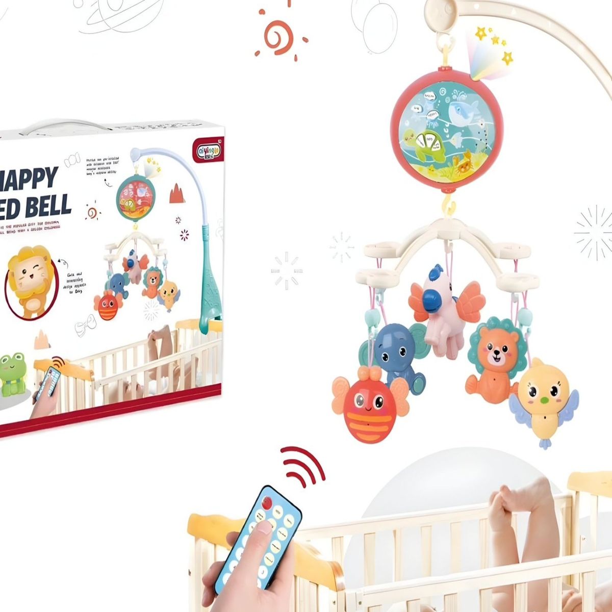 GENERICO - Móvil bebe Zoológico con Imagen y Sonido y Con Control