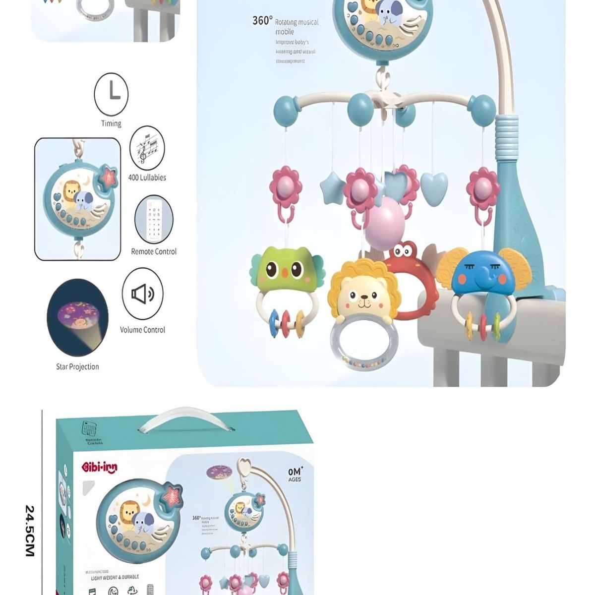GENERICO - Movil MUSICAL para cuna bebé Con Control y Luz