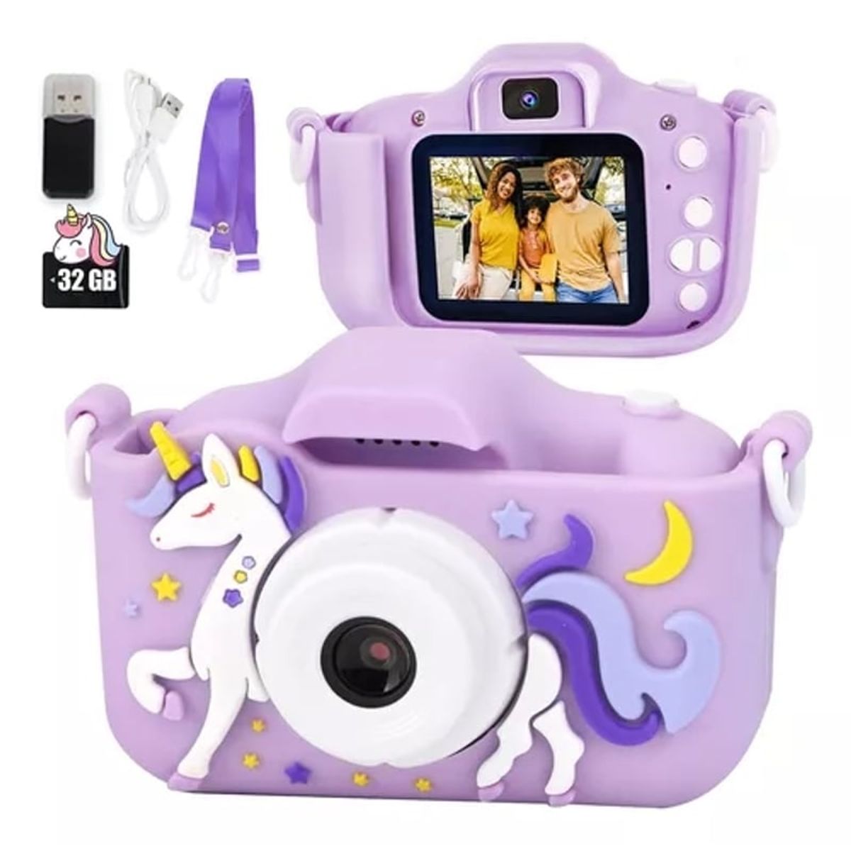 GENERICO - Mini Cámara Fotográfica Digital Para Niños Con Funda Y 32 Gb