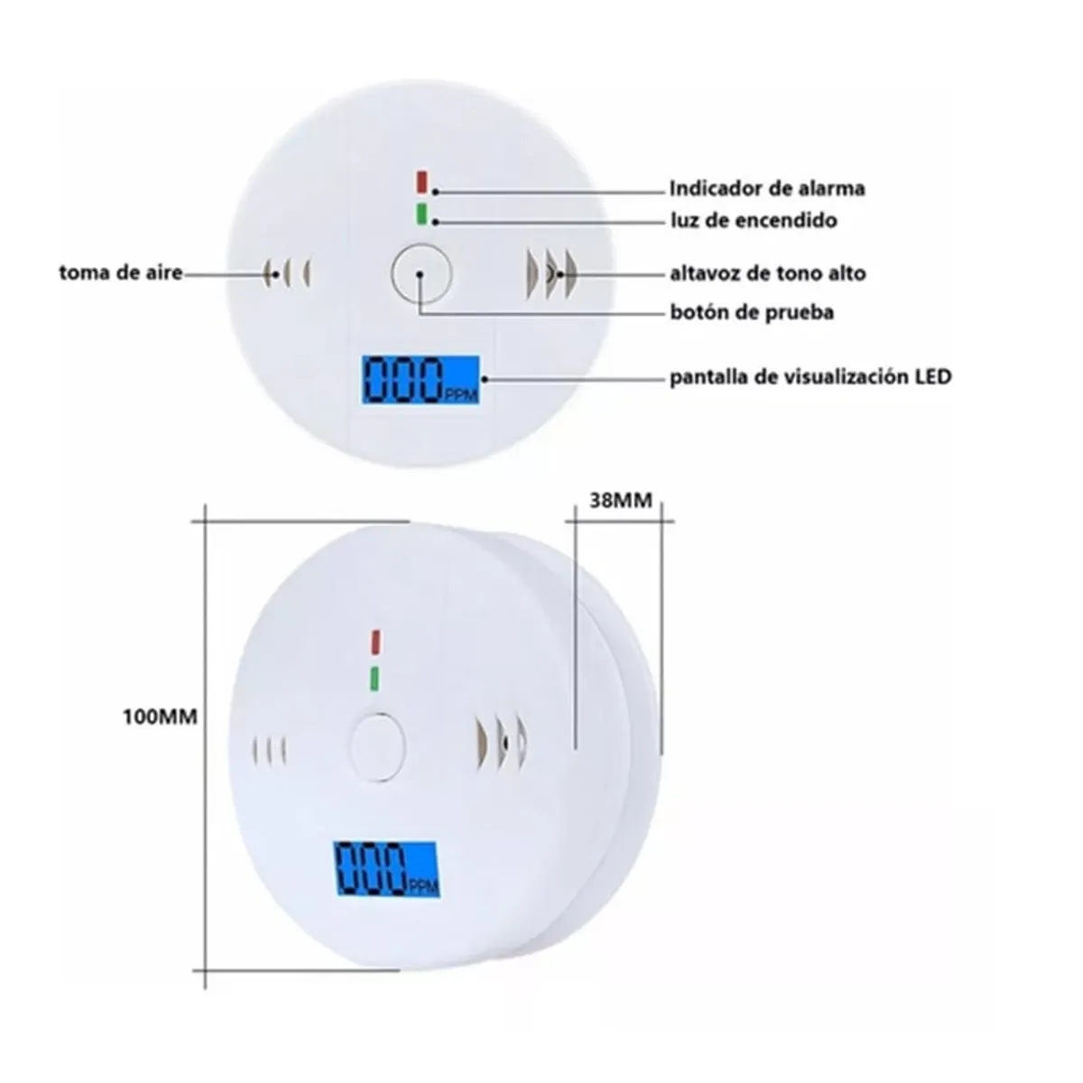 3pcs Alarma Detector De Gas Y Humo Monoxido De Carbono, marca GENERICO - Foto 2