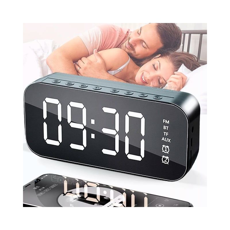 GENERICO - Radio Reloj Despertador Digital Parlante Bluetooth Y Espejo