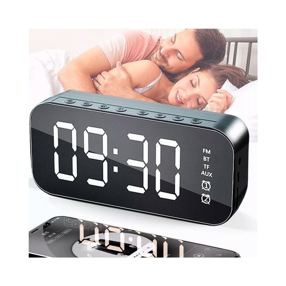 GENERICO - Radio Reloj Despertador Digital Parlante Bluetooth Y Espejo