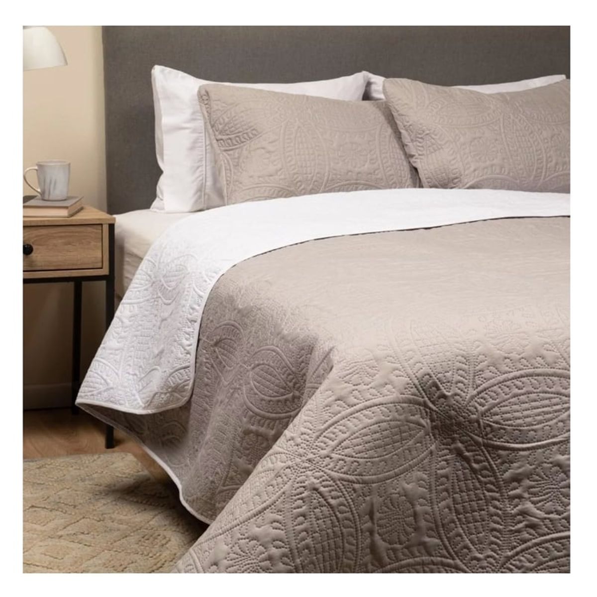 GENERICO - Cubrecama Quilt Reversible +funda Almohada 2 Plazas 240x260