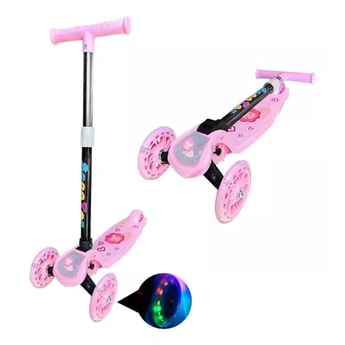 GENERICO - Scooter Monopatin Kids Plegable Ruedas Led Niñas Rosado