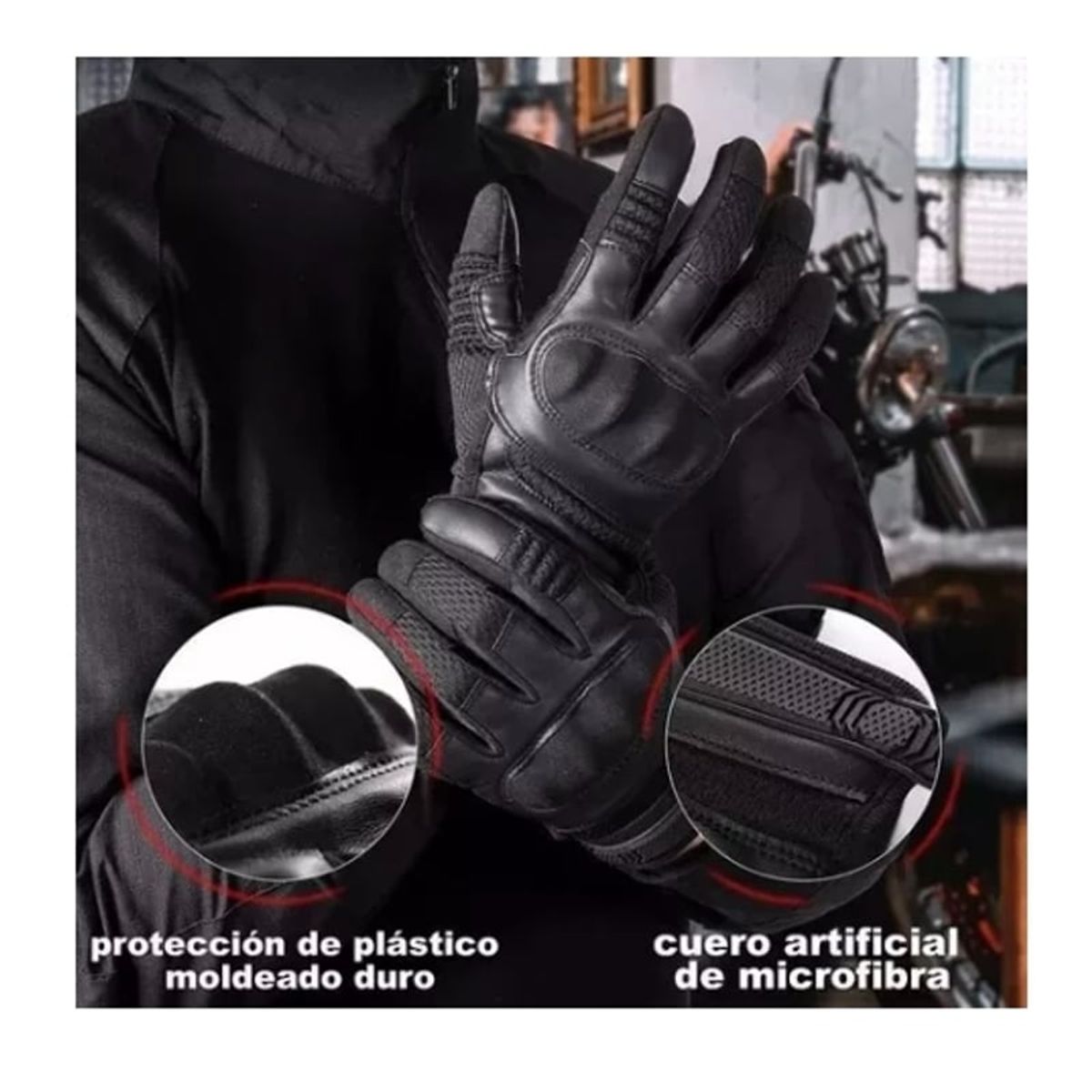 GENERICO - Guantes De Cuero Aptos Para Pantalla Táctil Motociclista