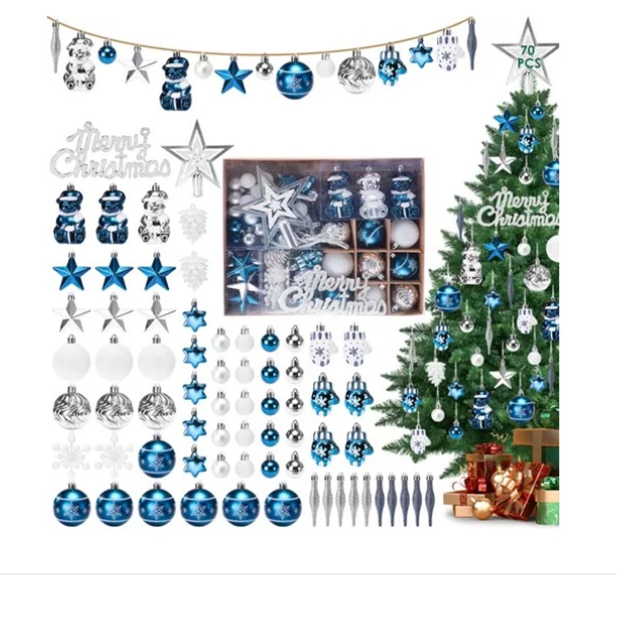 GENERICO - Bolas Navidad Colgantes Adornos Para Árboles Navidad 70 Pcs