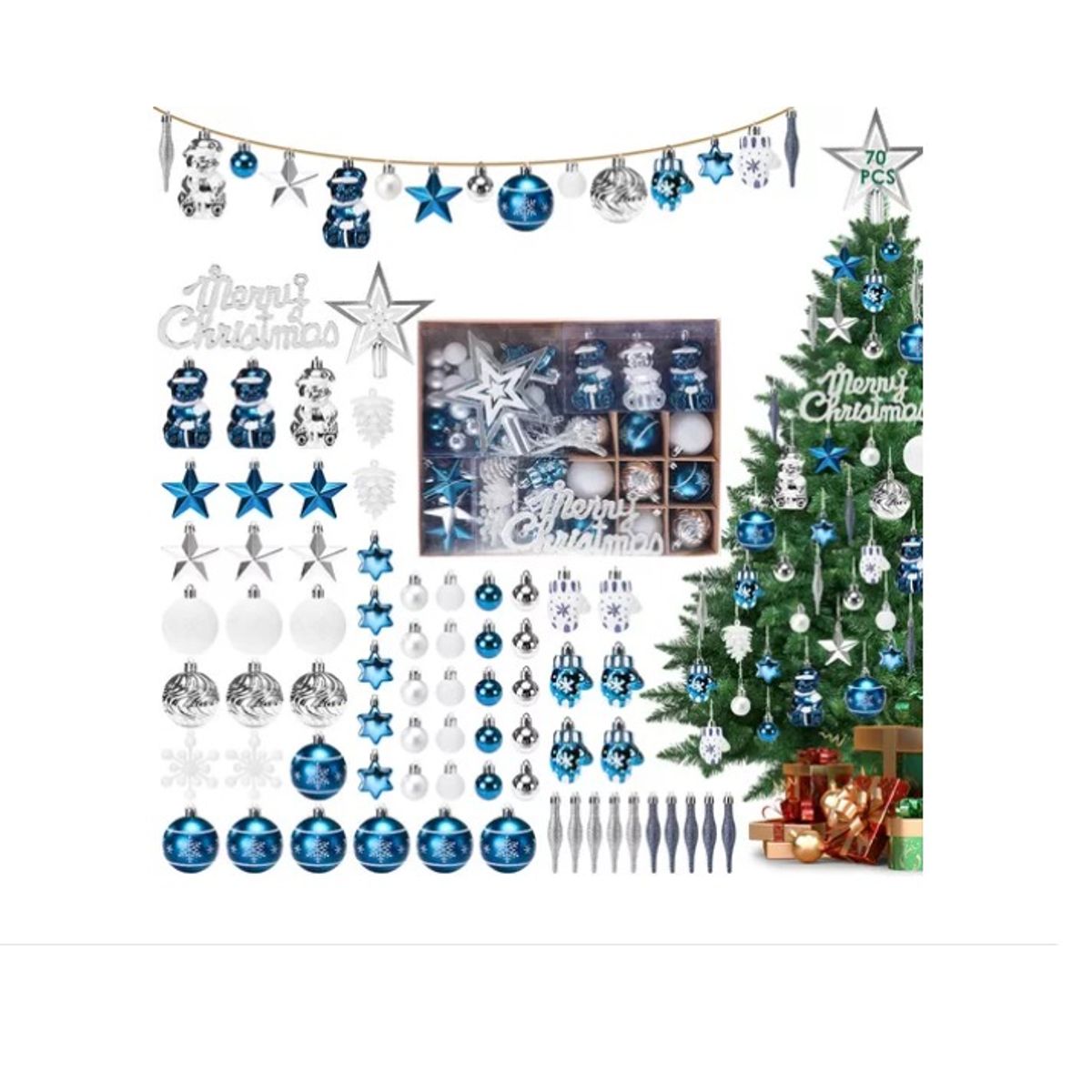 GENERICO - Bolas Navidad Colgantes Adornos Para Árboles Navidad 70 Pcs