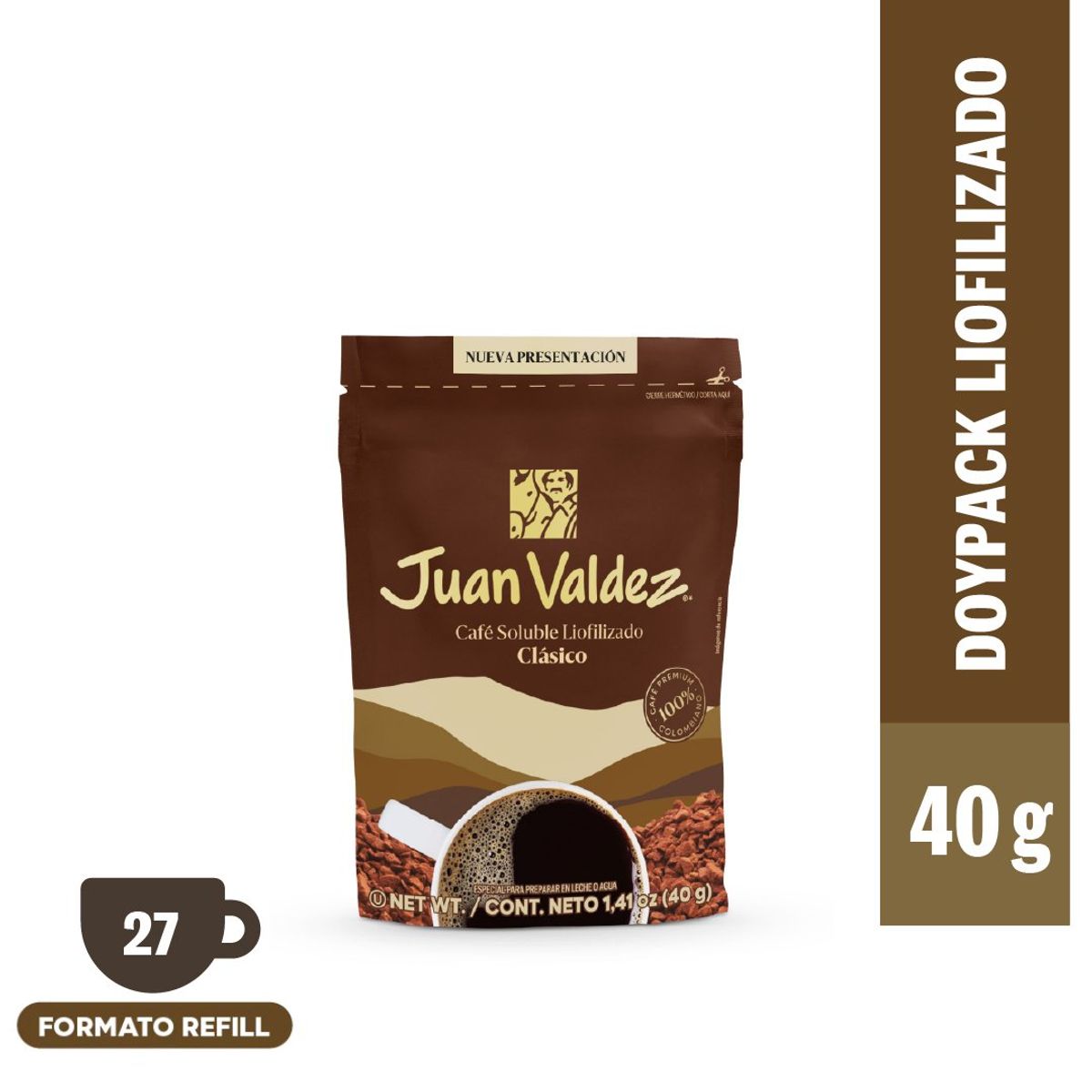 JUAN VALDEZ - Café Soluble Liofilizado Doypack 40g