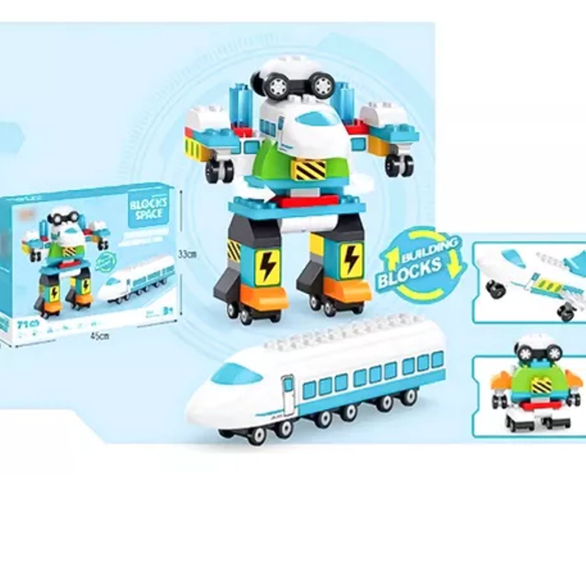 GENERICO - Set De Construcción Bloques Tren Y Robot 71 Piezas Niños