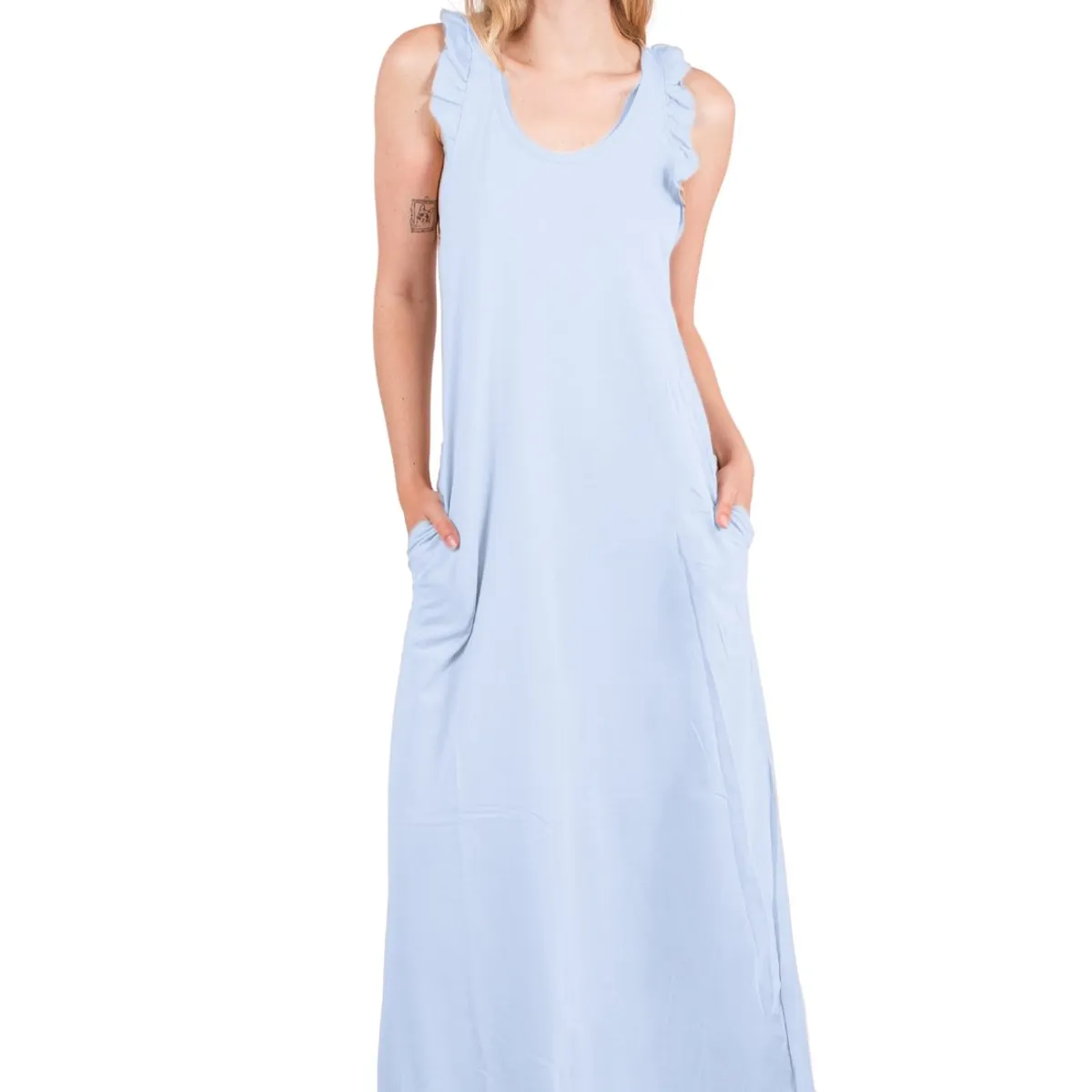 CHELSEA MARKET - Vestido largo mujer Chelsea Market Celeste Cami