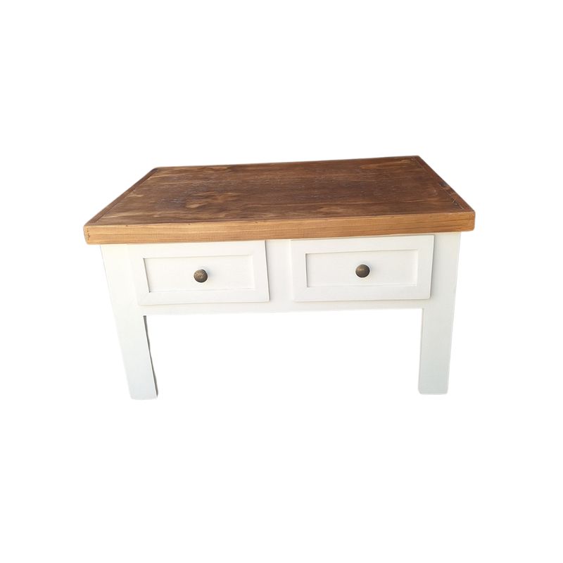 CASAHOGGAR - Mesa De Centro Rustica Bicolor Blanca Avezzano