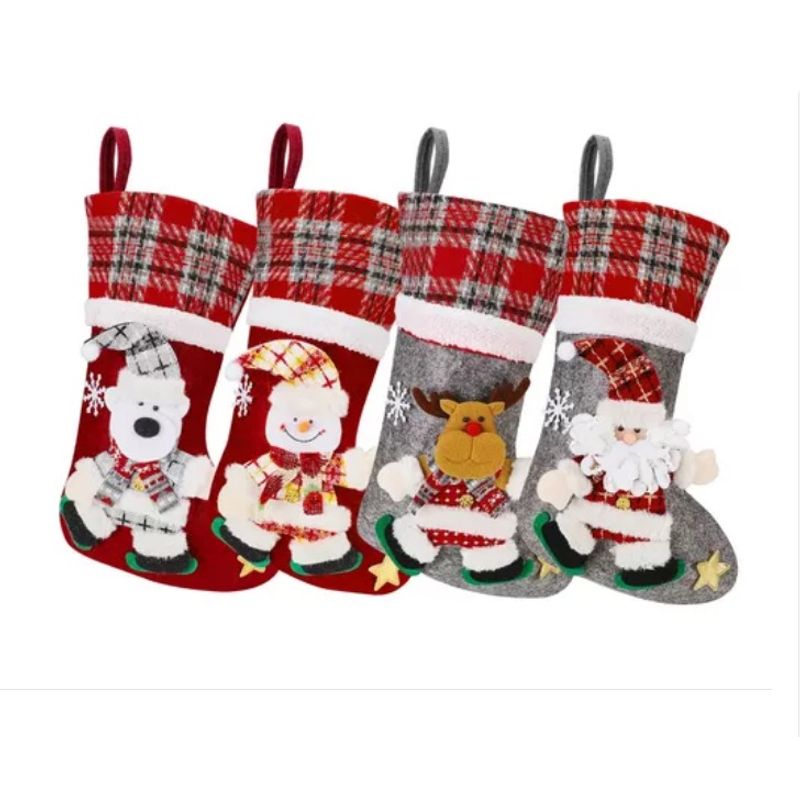 GENERICO - 4pcs Bota Navideña Medias Navidad Para Colgar Regalar 40cm