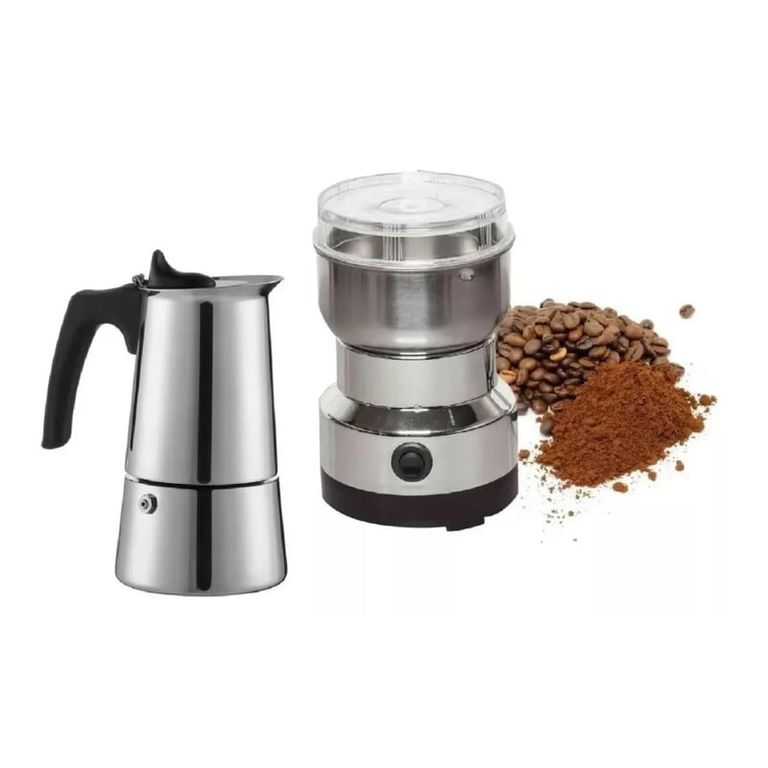 Molino Electrico Moledor Cafe + Cafetera Italiana 9 Tazas