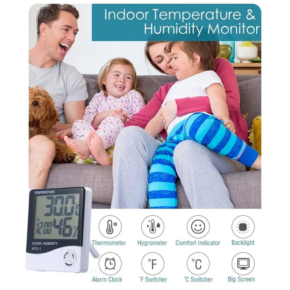 GENERICO - Reloj para exteriores Medidor de humedad electrónico inteligente eléctrico Digital  T783