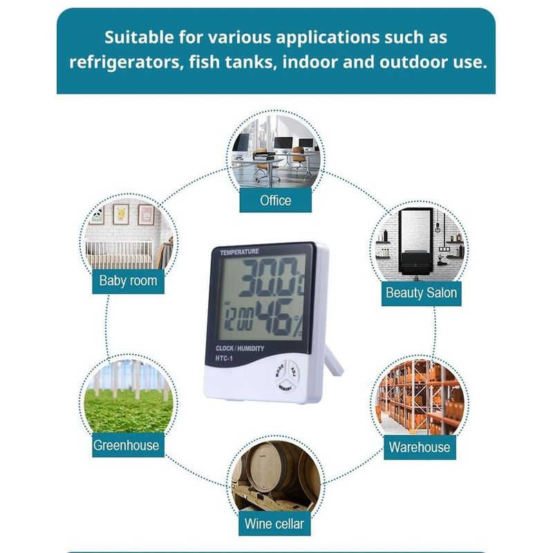 GENERICO - Medidor de temperatura y humedad Digital electrónico HTC-1