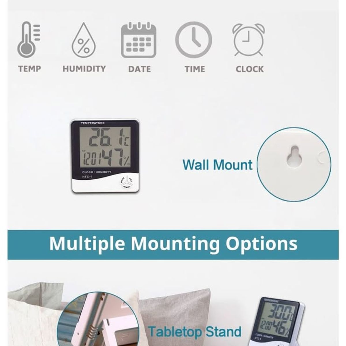 GENERICO - Reloj para exteriores Medidor de humedad electrónico inteligente eléctrico Digital  T783