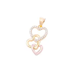 JB JOYAS BARON - Colgante Oro Tricolor 18kt Corazones y Circonitas