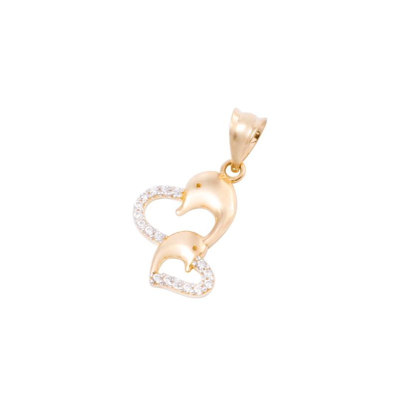 JB JOYAS BARON - Colgante de Oro 18kt Delfín Corazón Circonita