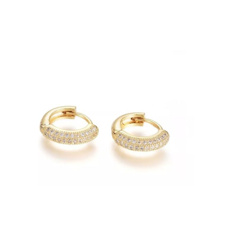 GENERICO - Aros Argollas Aretes Baño De Oro 18k Zircón Niñas Bebe Damas