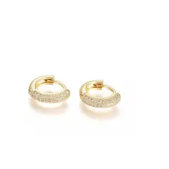 GENERICO - Aros Argollas Aretes Baño De Oro 18k Zircón Niñas Bebe Damas