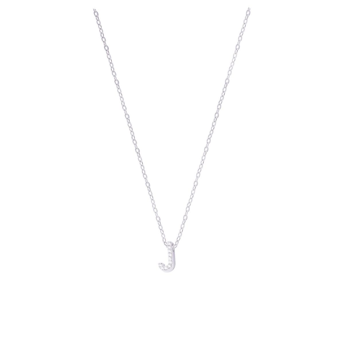 JB JOYAS BARON - Collar de Plata Esterlina 925 Dije Letra J Circón