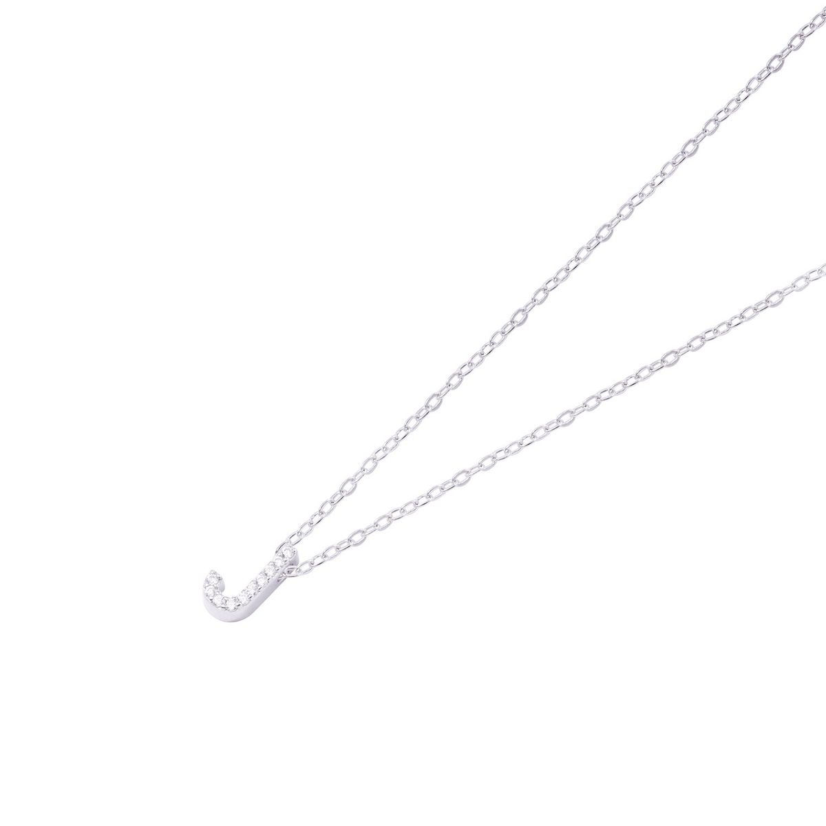 JB JOYAS BARON - Collar de Plata Esterlina 925 Dije Letra J Circón